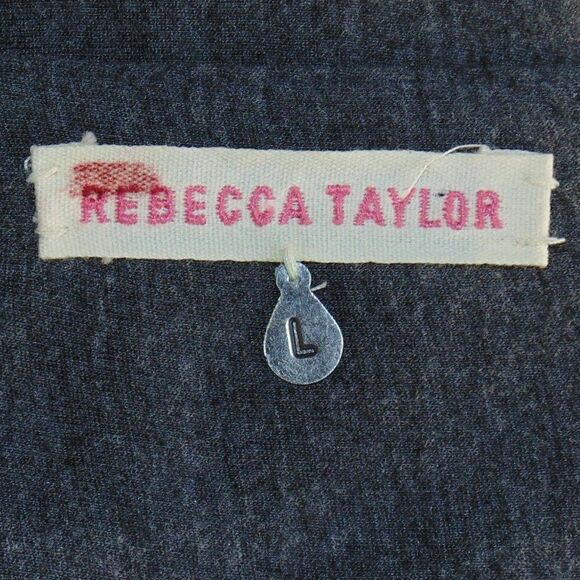 REBECCA TAYLOR Dress, L, Slub Jersey, Gathered, Long sleeve, Charcoal Gray - Picture 11 of 13